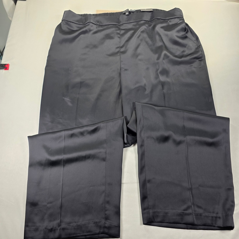 The Limited Women 3X Black Satin Wide Leg Dress Pants Elastic Back Waist H813 - Picture 2 of 7